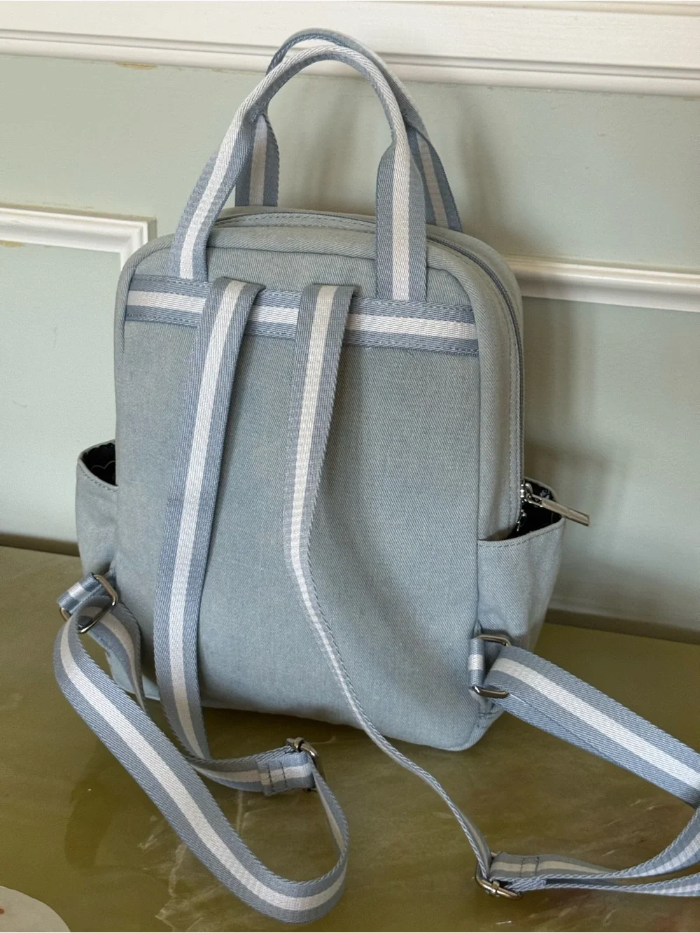 Luv Betsey Light Blue Denny Backpack with Cute Bear and heart